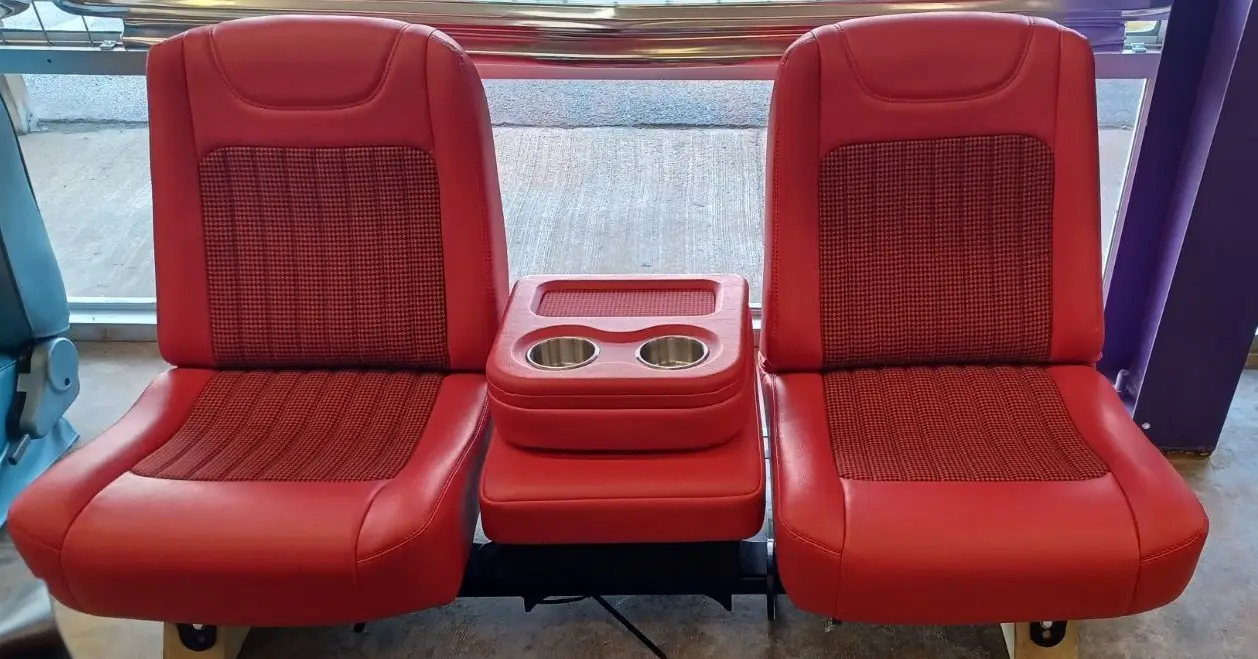 Red Houndstooth Seats 1970 Chevy Truck
